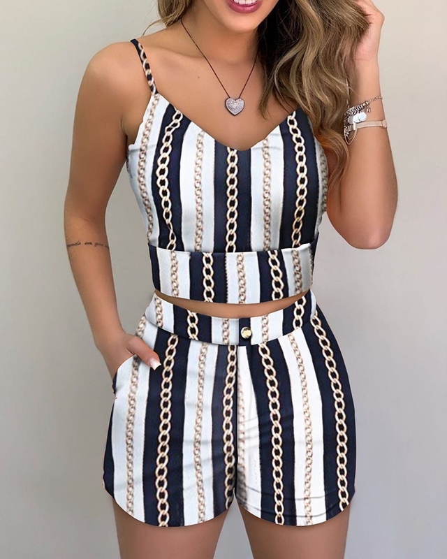 Vrouwen'S Hot Shorts Printed Blouse Set Zomer 2 Piece Outfit Met Wolle Stof